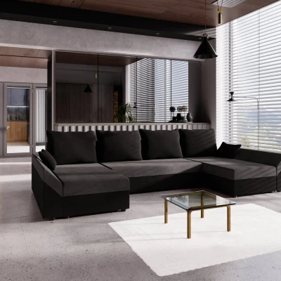 U-förmiges Sofa ANNELIES – Schwarz/Grau