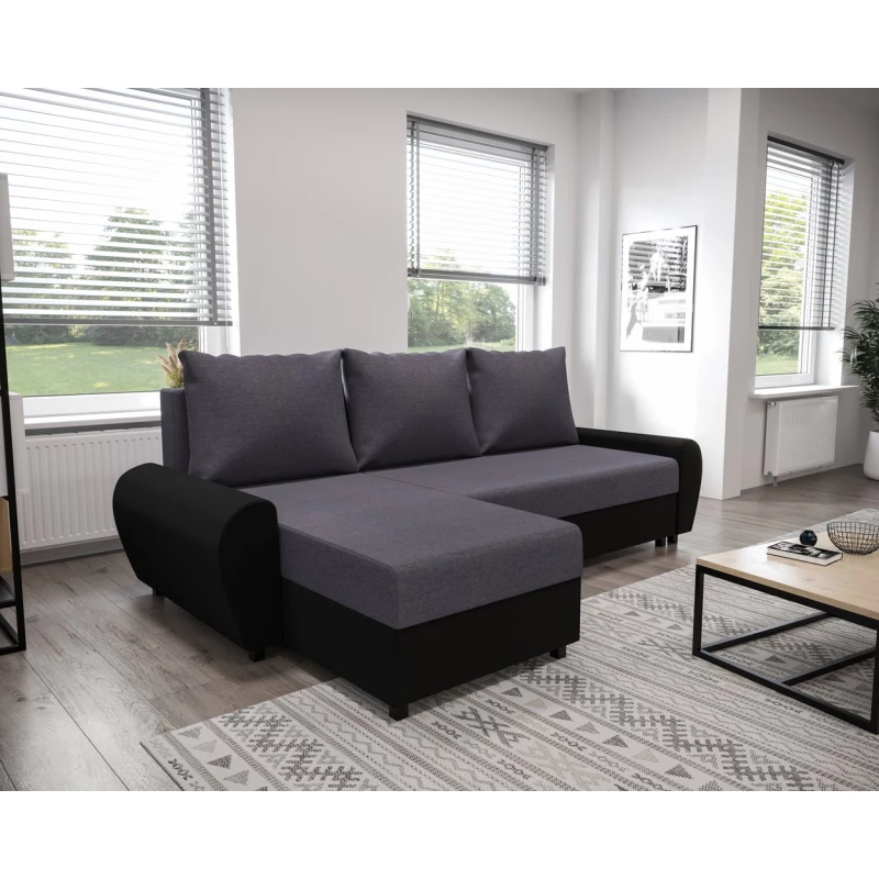 Ecksofa DEBORA – Grau/Schwarz