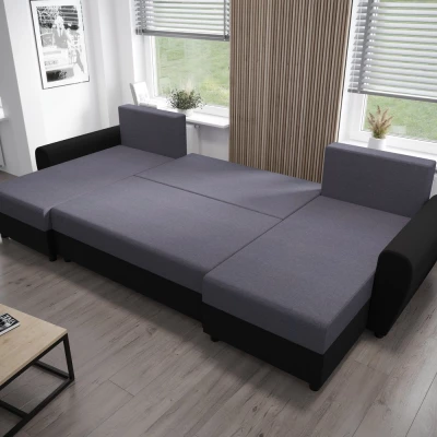 U-förmiges Sofa DEBORA – Grau/Schwarz