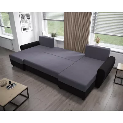 U-förmiges Sofa DEBORA – Grau/Schwarz