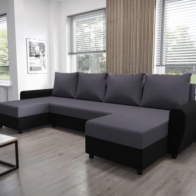 U-förmiges Sofa DEBORA – Grau/Schwarz