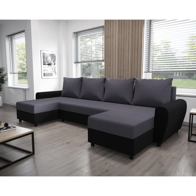 U-förmiges Sofa DEBORA – Grau/Schwarz