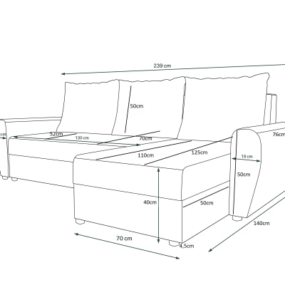 Ecksofa DEBORA – Grau