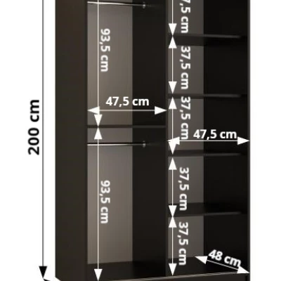 Schrank mit Spiegel MADELEIN 3 – Breite 100 cm, Schwarz + Nussbaum