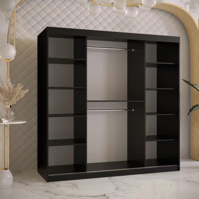 Schwebetürenschrank MADELEIN 2 – Breite 180 cm, Schwarz/Nussbaum