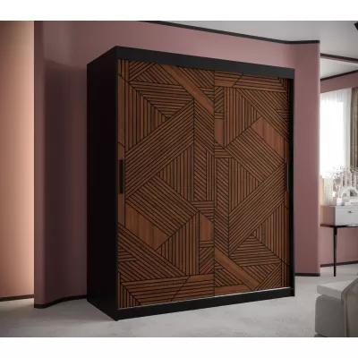 Schwebetürenschrank MADELEIN 2 – Breite 150 cm, Schwarz/Nussbaum