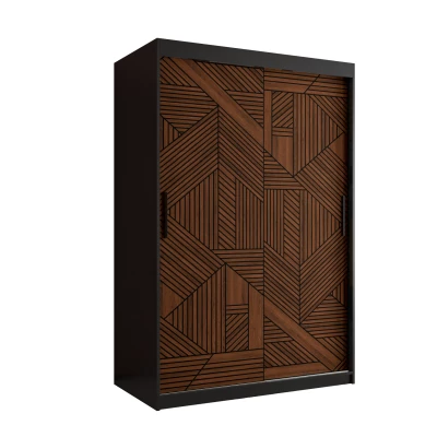 Schwebetürenschrank MADELEIN 2 – Breite 120 cm, Schwarz/Nussbaum