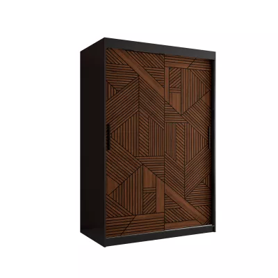 Schwebetürenschrank MADELEIN 2 – Breite 120 cm, Schwarz/Nussbaum