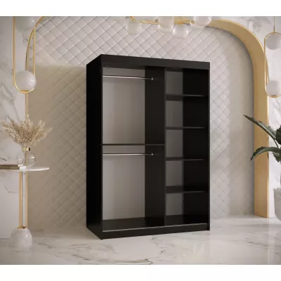 Schwebetürenschrank MADELEIN 2 – Breite 120 cm, Schwarz/Nussbaum