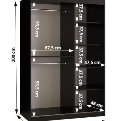 Schwebetürenschrank MADELEIN 2 – Breite 120 cm, Schwarz/Nussbaum