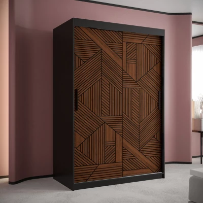 Schwebetürenschrank MADELEIN 2 – Breite 120 cm, Schwarz/Nussbaum