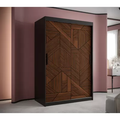 Schwebetürenschrank MADELEIN 2 – Breite 120 cm, Schwarz/Nussbaum