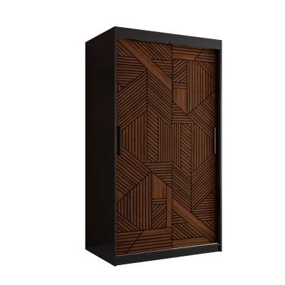 Schwebetürenschrank MADELEIN 2 – Breite 100 cm, Schwarz/Nussbaum