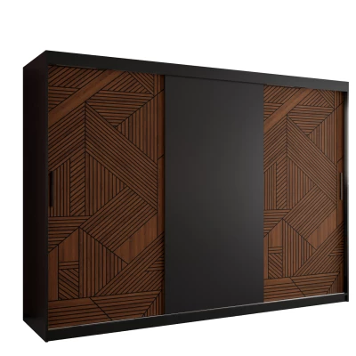 Schwebetürenschrank MADELEIN 1 – Breite 250 cm, Schwarz/Nussbaum