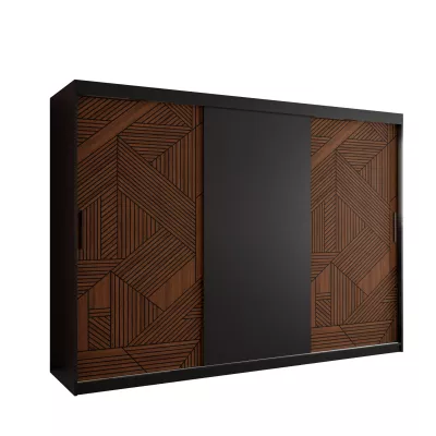 Schwebetürenschrank MADELEIN 1 – Breite 250 cm, Schwarz/Nussbaum