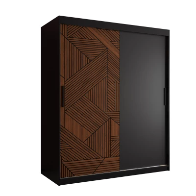 Schwebetürenschrank MADELEIN 1 – Breite 150 cm, Schwarz/Nussbaum