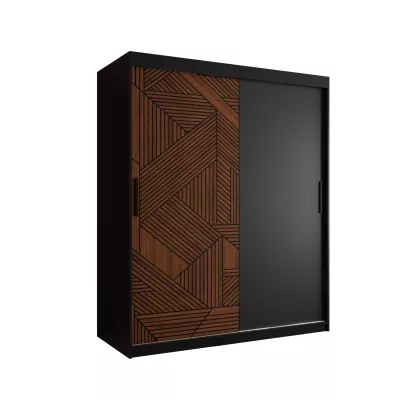 Schwebetürenschrank MADELEIN 1 – Breite 150 cm, Schwarz/Nussbaum