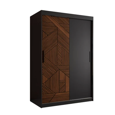 Schwebetürenschrank MADELEIN 1 – Breite 120 cm, Schwarz/Nussbaum