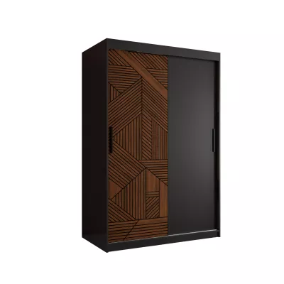 Schwebetürenschrank MADELEIN 1 – Breite 120 cm, Schwarz/Nussbaum