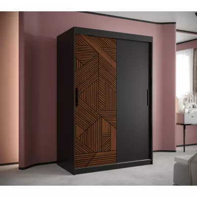 Schwebetürenschrank MADELEIN 1 – Breite 120 cm, Schwarz/Nussbaum