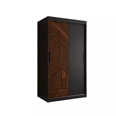 Schwebetürenschrank MADELEIN 1 – Breite 100 cm, Schwarz/Nussbaum