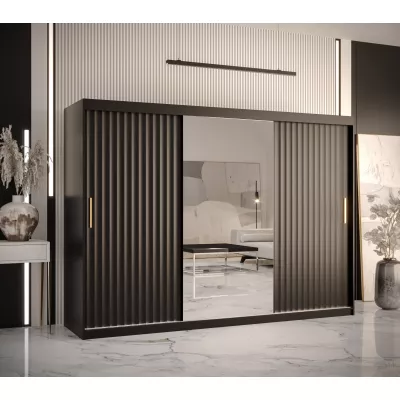 Kleiderschrank mit Spiegel RADKIN 2 – Breite 250 cm, schwarz