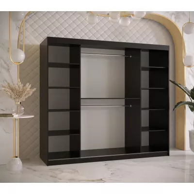 Kleiderschrank mit Spiegel RADKIN 2 – Breite 200 cm, schwarz / weiß