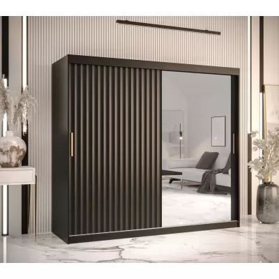 Kleiderschrank mit Spiegel RADKIN 2 – Breite 200 cm, schwarz