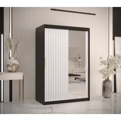 Kleiderschrank mit Spiegel RADKIN 2 – Breite 120 cm, schwarz / weiß