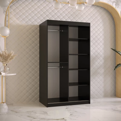 Kleiderschrank mit Spiegel RADKIN 2 – Breite 100 cm, schwarz / weiß