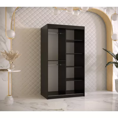 Kleiderschrank mit Spiegel RADKIN 2 – Breite 100 cm, schwarz / weiß