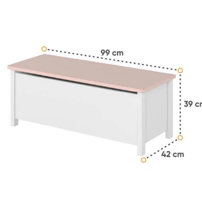 Truhe für Mädchenzimmer LALI – weiß/rosa