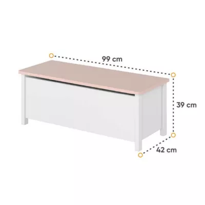 Truhe für Mädchenzimmer LALI – weiß/rosa