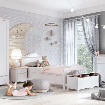 Truhe für Mädchenzimmer LALI – weiß/rosa