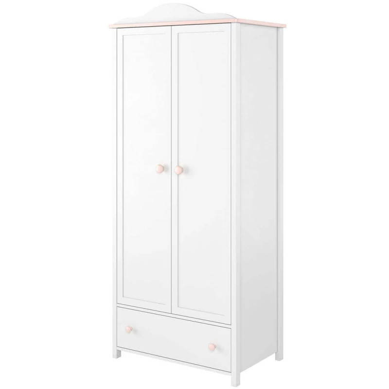 Schrank für Mädchenzimmer LALI – 85 cm, Weiß/Rosa