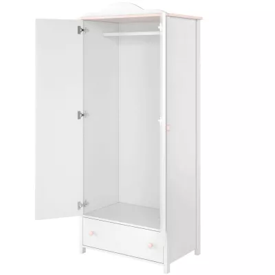 Schrank für Mädchenzimmer LALI – 85 cm, Weiß/Rosa