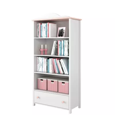 Bücherregal für Mädchenzimmer LALI – weiß / rosa