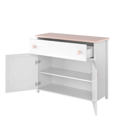 Kommode für Mädchenzimmer LALI – weiß / rosa