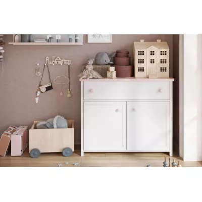 Kommode für Mädchenzimmer LALI – weiß / rosa