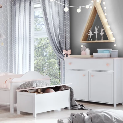 Kommode für Mädchenzimmer LALI – weiß / rosa