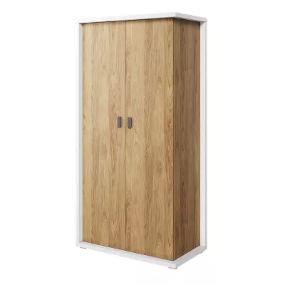 Zweitüriger Kleiderschrank 100 cm PASTORA – Hickory-Nussbaum / weiß