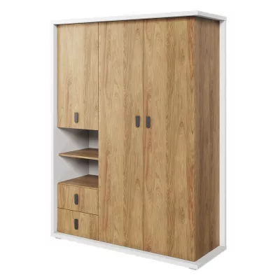 Dreitüriger Kleiderschrank 150 cm PASTORA – Hickory/Weiß