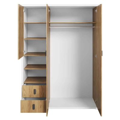 Dreitüriger Kleiderschrank 150 cm PASTORA – Hickory/Weiß