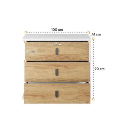 Schubladenschrank PASTORA – Hickory/weiß