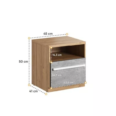 Nachttisch PANAJA – Nash-Eiche / Weiß / Beton