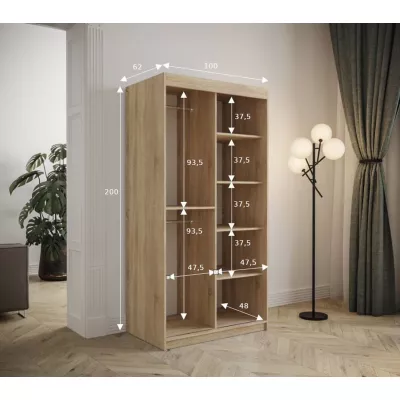 Kleiderschrank mit Schiebetüren 100 cm TALIA – Eiche artisan / weiß