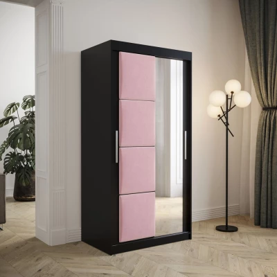 Kleiderschrank mit Schiebetüren 100 cm TALIA – schwarz / rosa