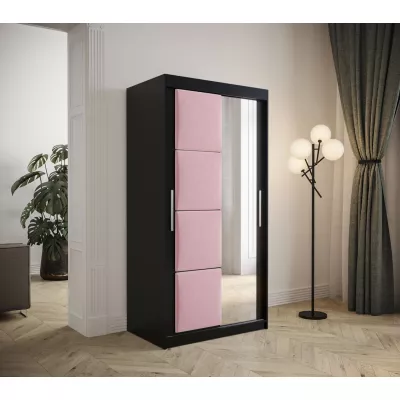 Kleiderschrank mit Schiebetüren 100 cm TALIA – schwarz / rosa