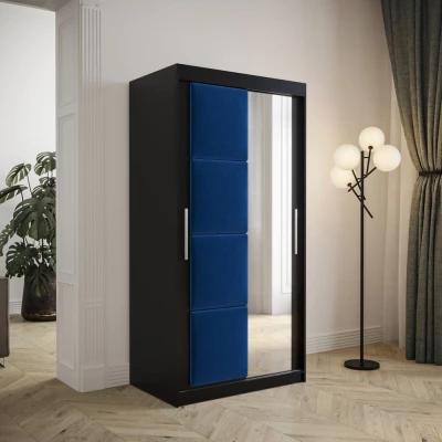 Kleiderschrank mit Schiebetüren 100 cm TALIA – schwarz / blau