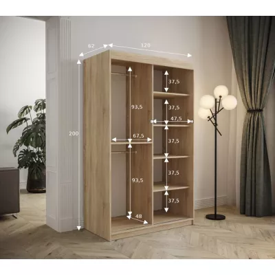 Kleiderschrank mit Schiebetüren 120 cm TALIA – Eiche artisan / türkis